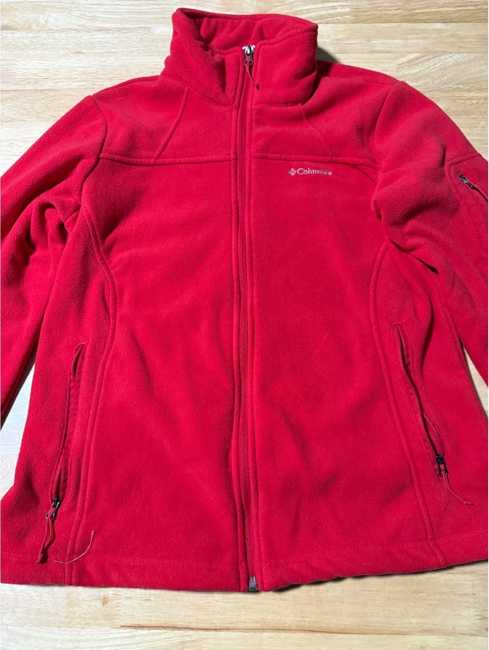 Columbia Women’s Large Bright Red Full Zip Fleece Jacket Outdoor